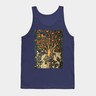 WOODPECKER IN A FRUIT TREE ,BIRDS, RABBITS,LEAVES,BLUE GREEN FLORAL Tank Top